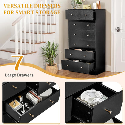 karl home black 7 drawer dresser, wood chest, package contents