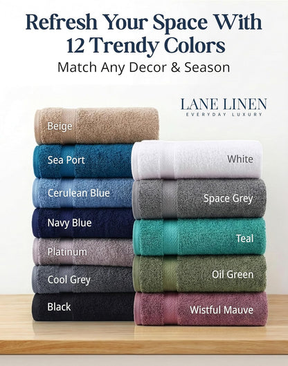 lane linen bath towel set 100% cotton 24, front angle view