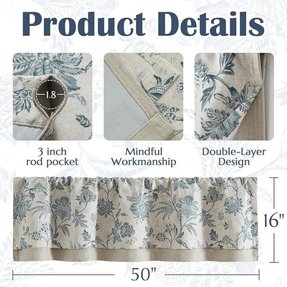 jinchan Floral Valance Curtain Linen Kitchen Valance - Image 7
