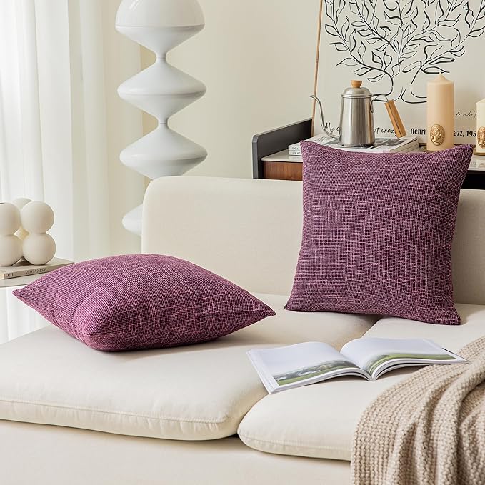 Kevin Textile Faux Linen Square 2 Tone Woven Throw Pillow Sham Cushion Case - Image 5