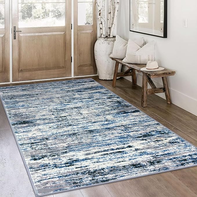 Modern Abstract 4x6 Living Room Washable Rug Non-Slip Soft Bedroom Area Rug - Image 2