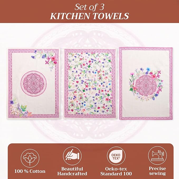 Maison d' Hermine Kitchen Towels Set of 3 100% Cotton 27.50" x 20" Reusable - Image 2