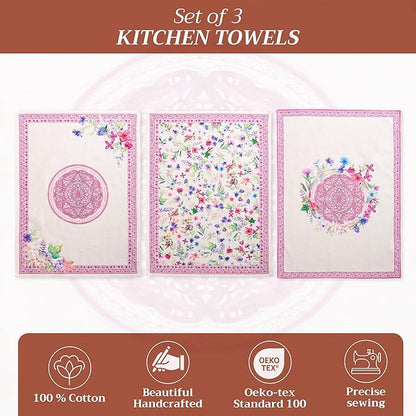 Maison d' Hermine Kitchen Towels Set of 3 100% Cotton 27.50" x 20" Reusable - Image 2