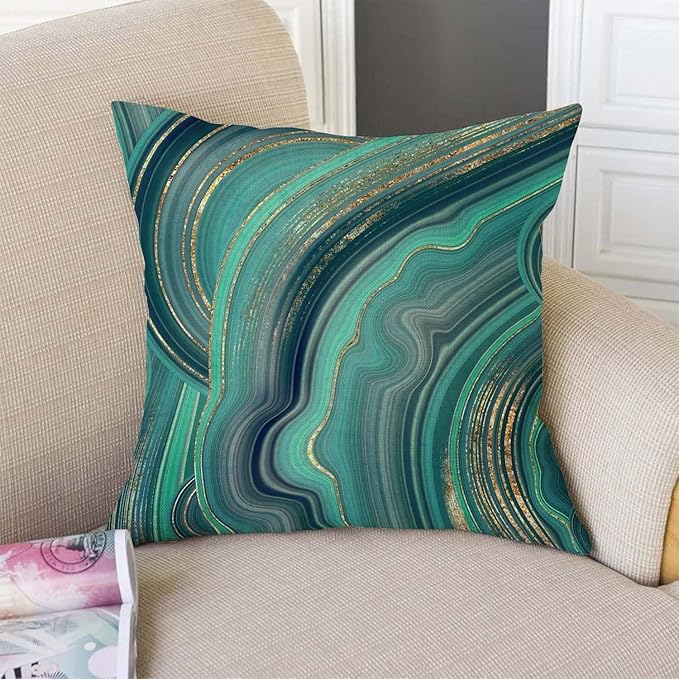 TSSOHU Throw Pillow Cover 18x18 Inch Luxury Green Marble Home Decor Pillowcas - Image 3