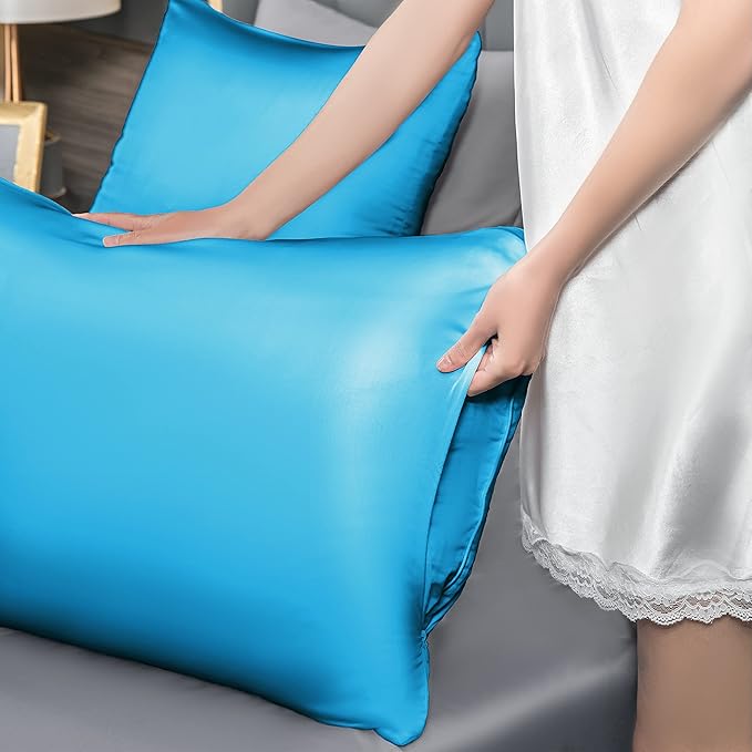Mulberry Silk Pillowcase for Hair and Skin, Standard Size Cooling Silk Pillow - Image 6