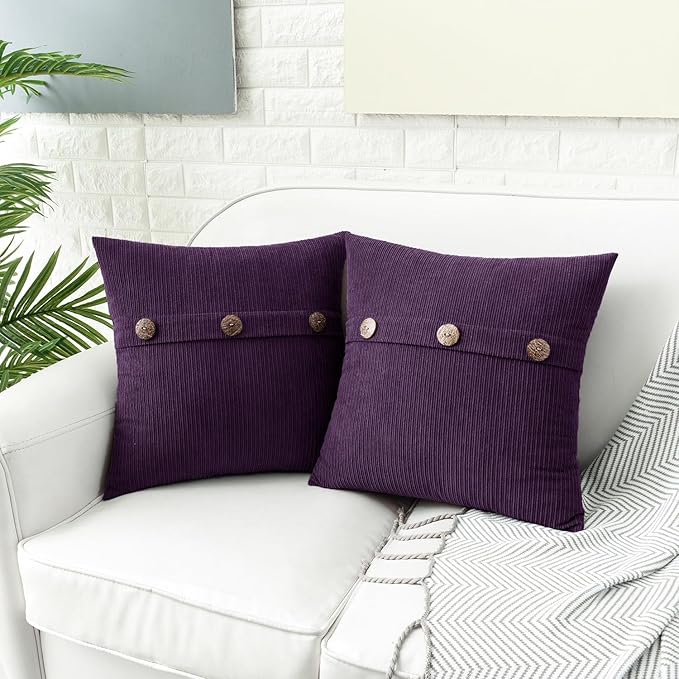 HWY 50 Purple Chenille Throw Pillow Covers 20x20 Inch - Image 2