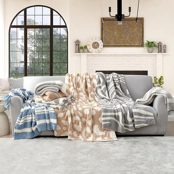 Snuggle Sac Grey Stripe Knitted Throw Blanket - Image 8