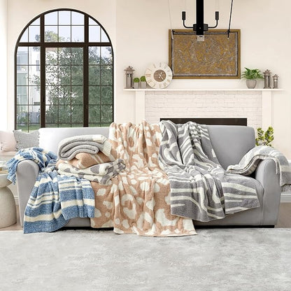 Snuggle Sac Grey Stripe Knitted Throw Blanket - Image 8