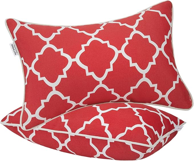JMGBird 12×20 Inch Outdoor Lumbar Pillows Pack of 2 Waterproof Throw Pillows by JMGBird