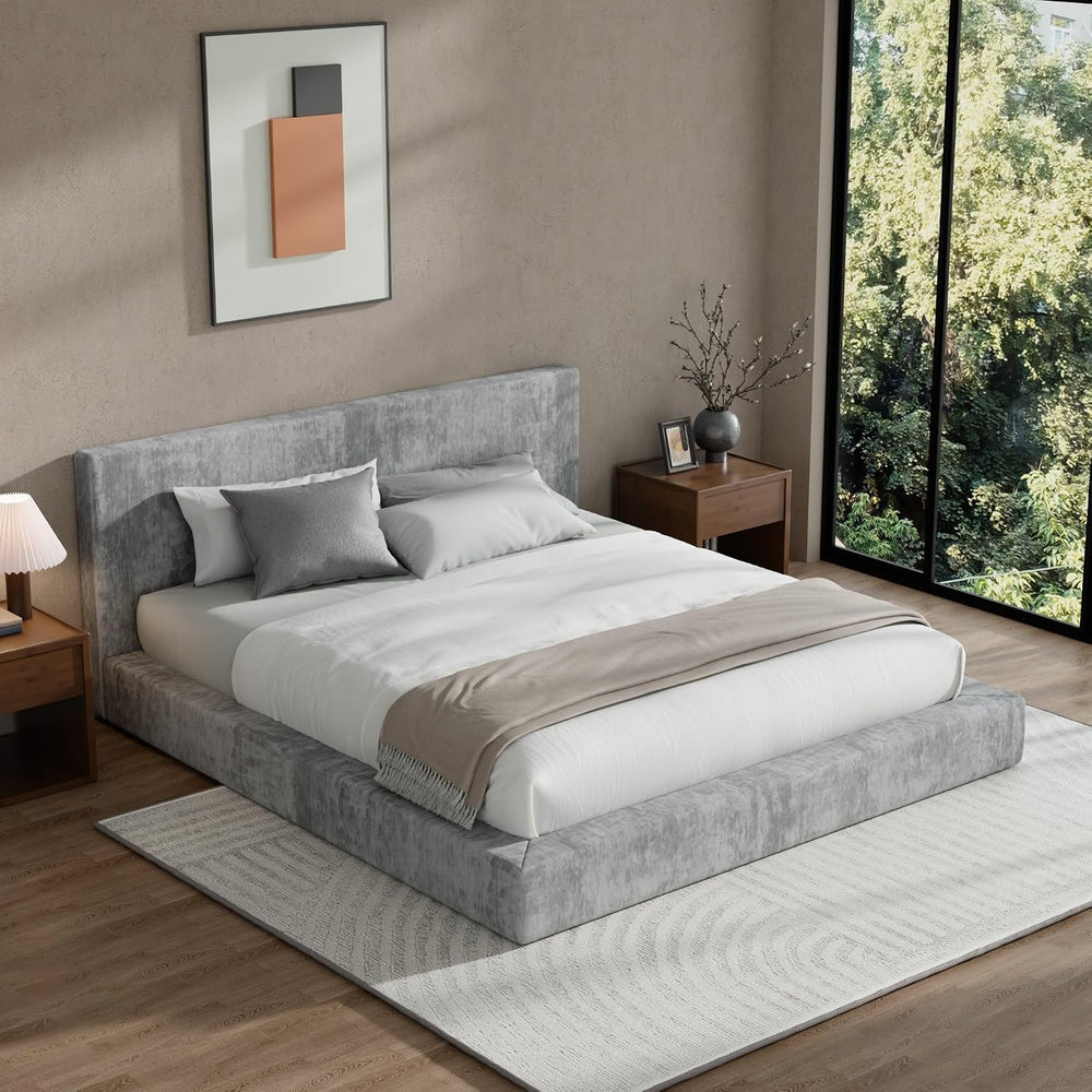 RECCI AirFrame King Size Upholstered Bed Frame with Plush Padded Headboard