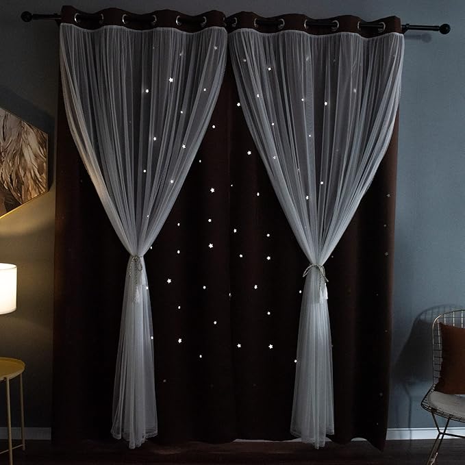 Kinryb Star Cutout Blackout 95 Inches Curtains Double Layer - Image 8