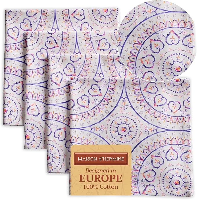Maison d' Hermine Cloth Napkins Set of 4 100% Cotton Everyday Reusable Square by MaisondHermine