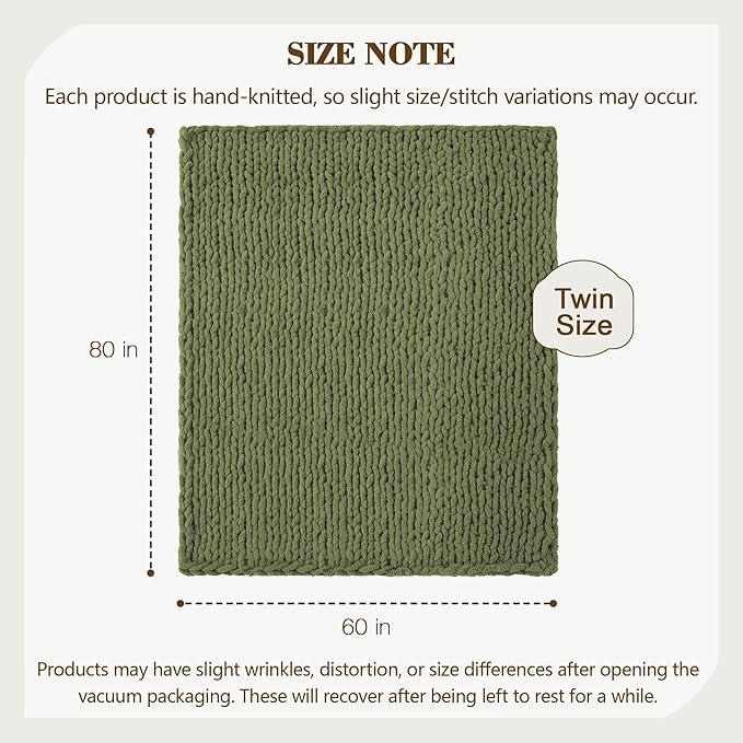 Carriediosa Chunky Knit Throw Blanket 60" X 80" Twin, 100% Hand Made Large - Image 3