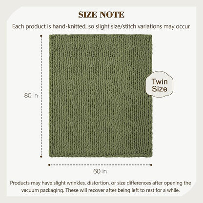 Carriediosa Chunky Knit Throw Blanket 60" X 80" Twin, 100% Hand Made Large - Image 3