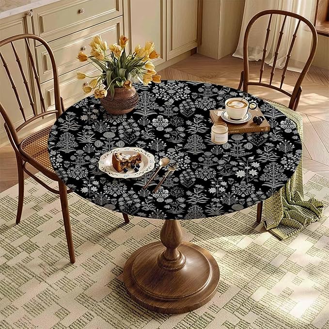 Black Fitted Round Tablecloth - Image 8