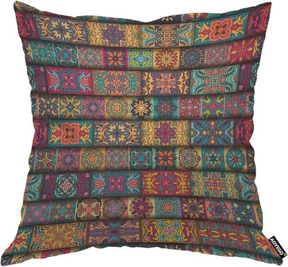 AOYEGO Bohemian Throw Pillow Cover Patchwork Floral Collage Ethnic Colorful by AOYEGO