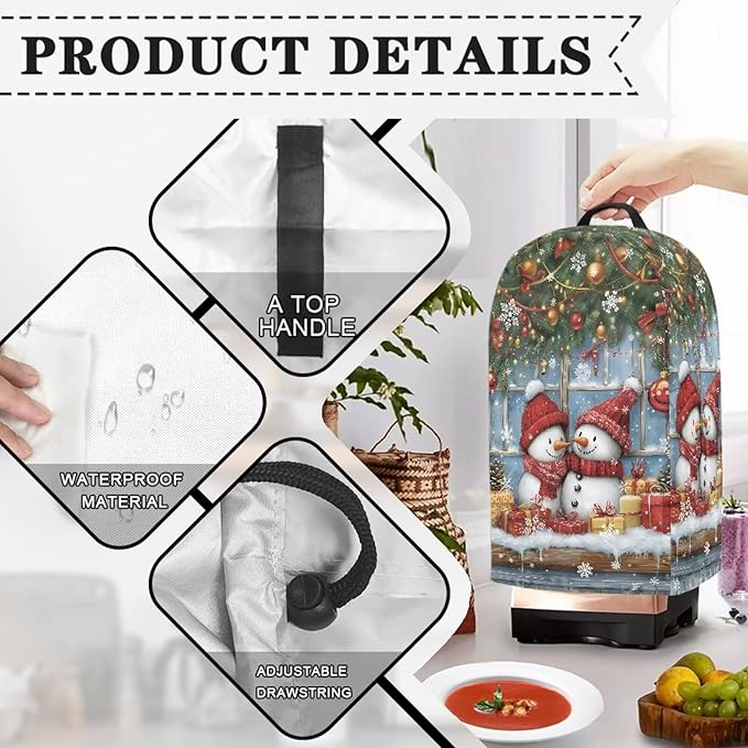 Xmas Snowman Print Blender Dust Cover, Stand Mixer or Coffee Maker Appliance - Image 5