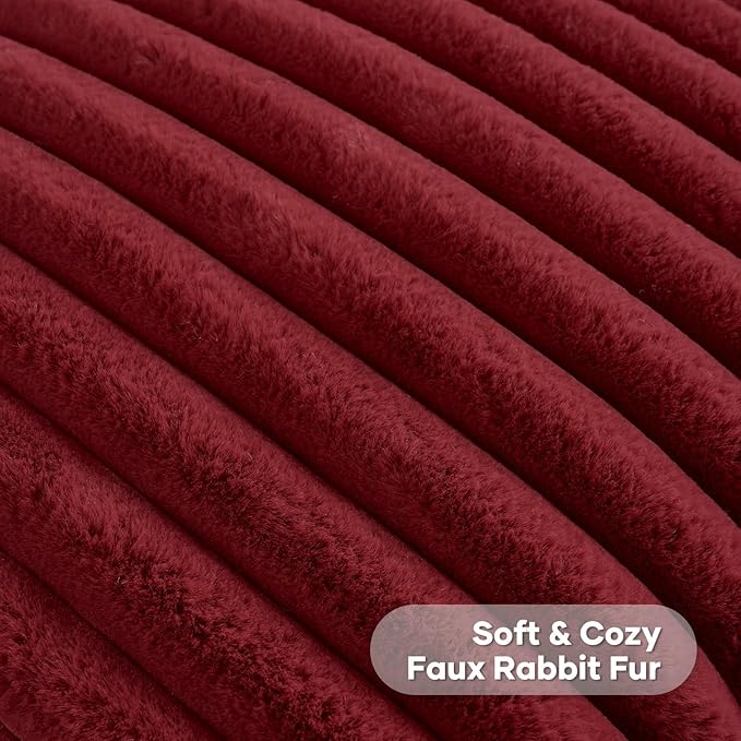 FUTEI Christmas Burgundy Throw Pillow Covers Set of 2, 20x20 Inch Striped - Image 2