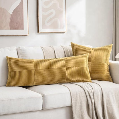 Fancy Homi 2 Packs Mustard Yellow Decorative Throw Pillow Covers 16x16 Inch - Image 5