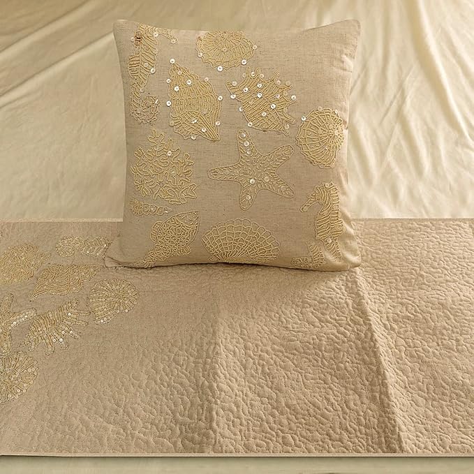 The HomeCentric King Queen Twin Beige Handmade Twin 53"x18" Bed Runner - Image 5