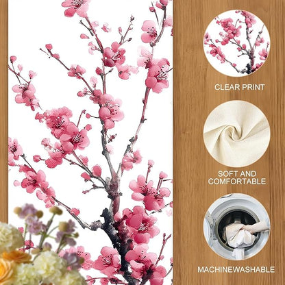 Asian Plum Blossom Table Runner – Elegant Ink Wash Cherry Flower Design – - Image 4