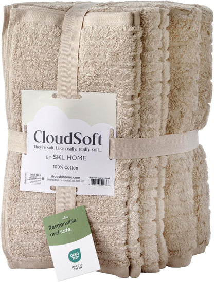 skl home cloudsoft bath towel set, 6-piece, 100% showing dimensions