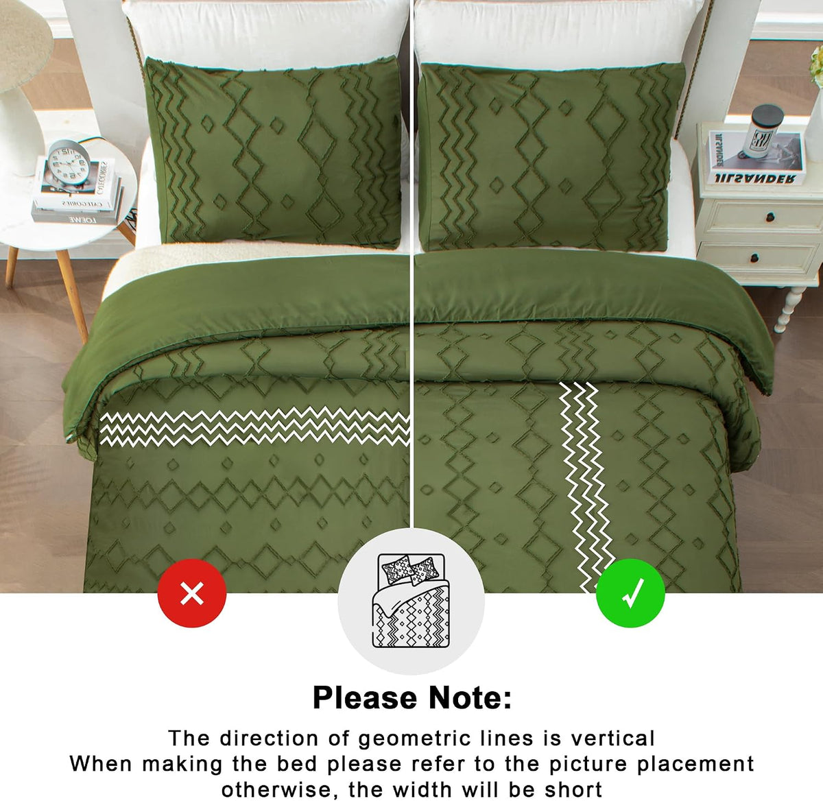 andency king size comforter set olive green, 3 showing dimensions