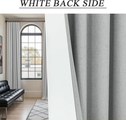 Light Grey Linen Blackout Curtains 90 Inches Long 2 Panel - Image 8