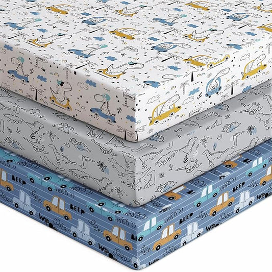 Baby Crib Sheets for Boys Girls, Breathable Soft Microfiber Baby Sheet Grey & by Unnivoll