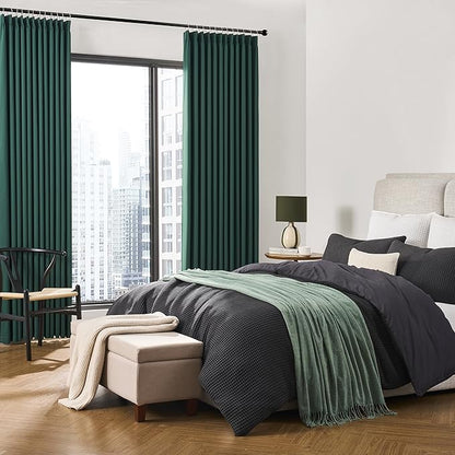KEQIAOSUOCAI Emerald Hunter Green Curtains 102 Inches Long 2 Panels Set - Image 4