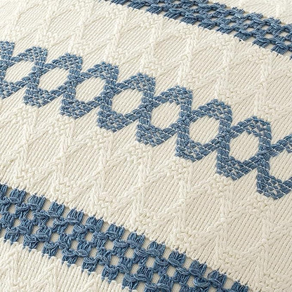 MIULEE Set of 2 Coastal Blue Boho Decorative Lumbar Pillow Covers 12x20 Inch - Image 4