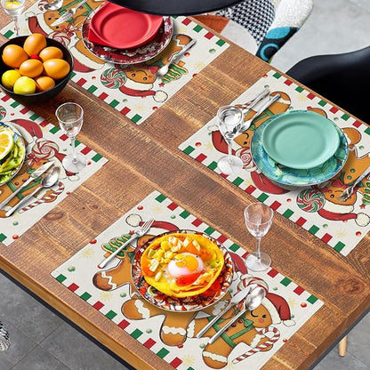 Gingerbread Man Christmas Placemats Set of 4 Candy Cane Xmas Seasonal Holiday - Image 7