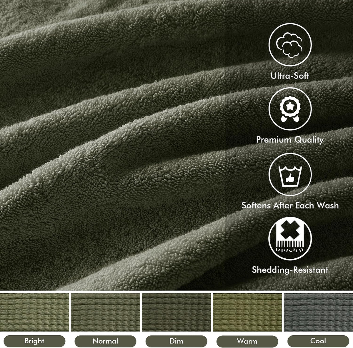 madison park 800gsm 100% cotton bathroom bath towel, close-up detail