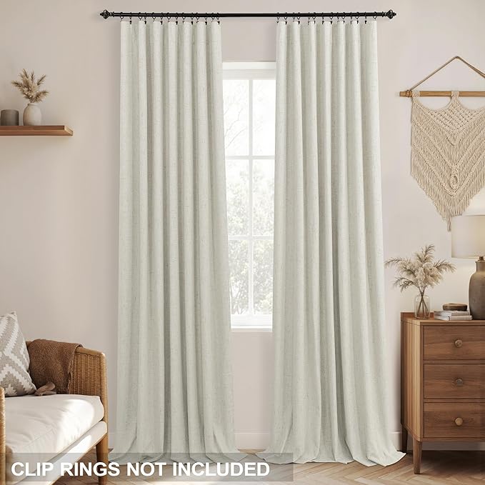 Rustic Oatmeal Beige Blackout Curtains, Primitive Burlap Curtains, Vintage - Image 3
