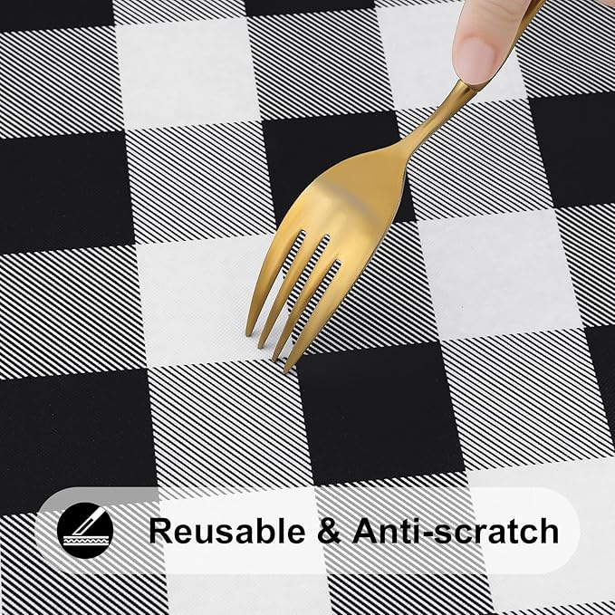 Smiry Square Picnic Table Cloth, Elastic Waterproof Fitted Vinyl Tablecloths - Image 7