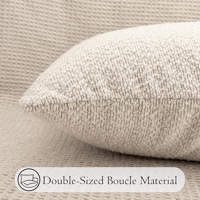 20x54 inch Neutral Boucle Body Pillow Cover, Cream White Long Pillow Cover Cozy - Image 6