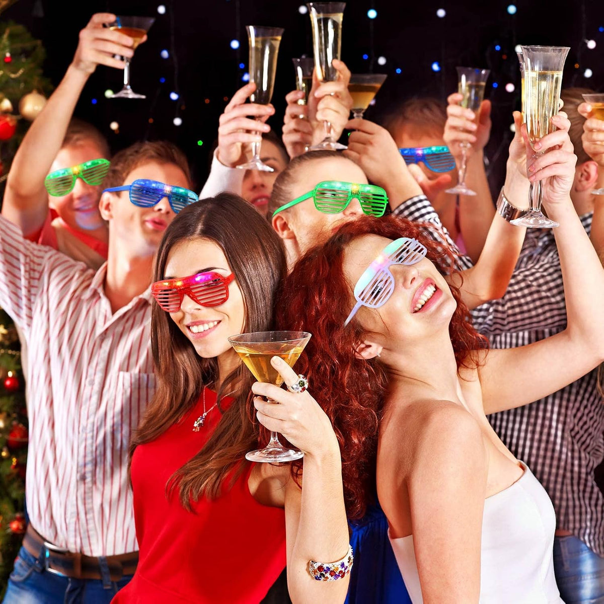 Honoson 102 Pcs LED Light Up Glasses, Glow Shutter Glasses, Glow in the Dark Party Supplies for Adult Neon Flashing Bulk Party Favor for Halloween Birthday Wedding Carnival Rave Xmas Concert (6 Color)