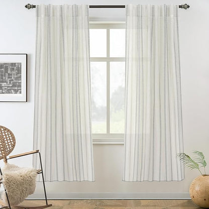 DriftAway Farmhouse Vertical Striped Linen Blend Textured Light Filtering Semi by DriftAway