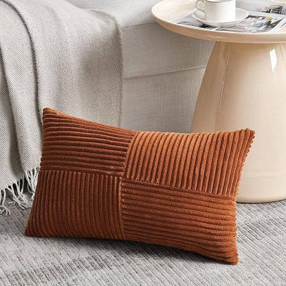 Fancy Homi 2 Packs Rust Lumbar Decorative Throw Pillow Covers 14x22 Inch - Image 2