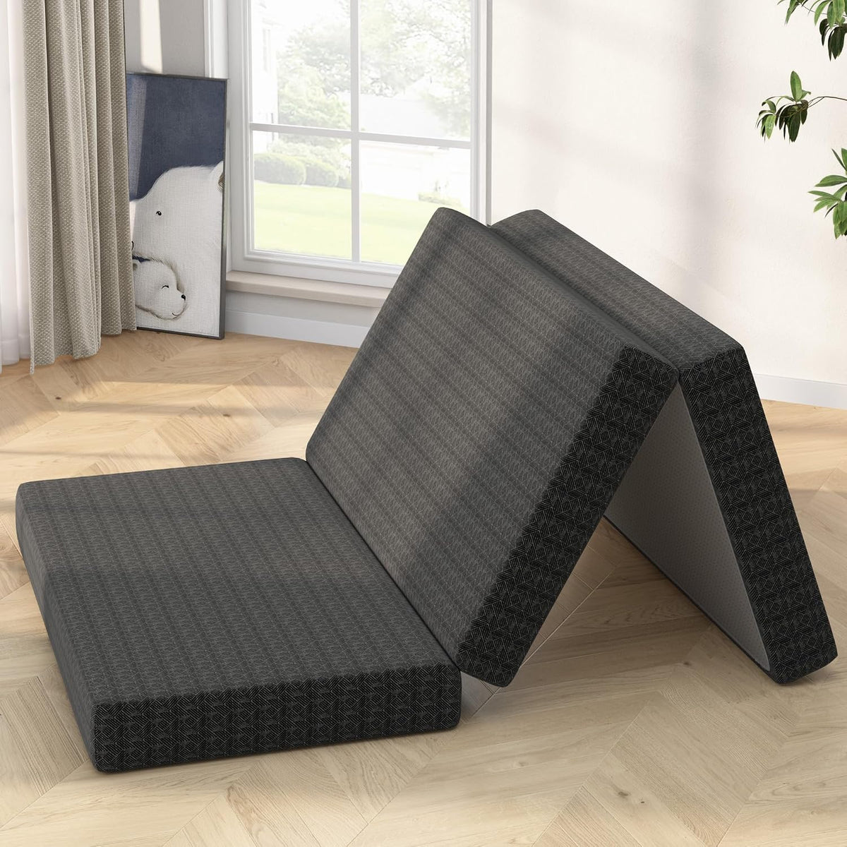 6 inch tri-fold mattress twin size, portable memory, main product view