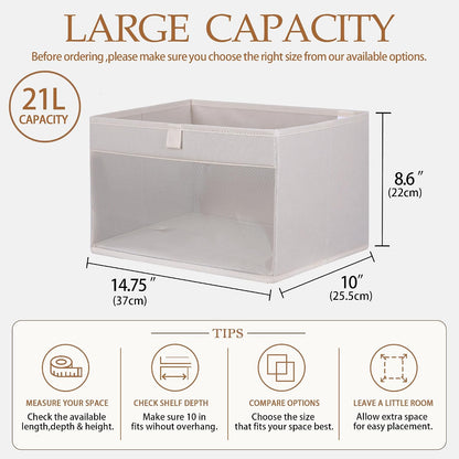 wuike closet storage bins with clear window, beige shown in use