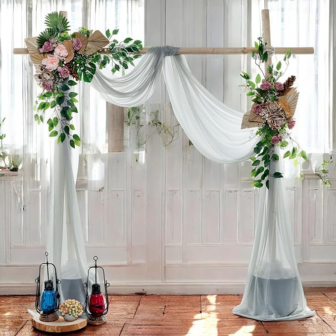 MDS Halloween Chiffon Draping Fabric - 2 Panel, 30" Wide x 50ft Long - Sheer Spooky Arbor & Canopy Drapery for Haunted House Backdrops, Party Ceilings, DIY Costumes & Themed Events - Gray (Pack of 2)