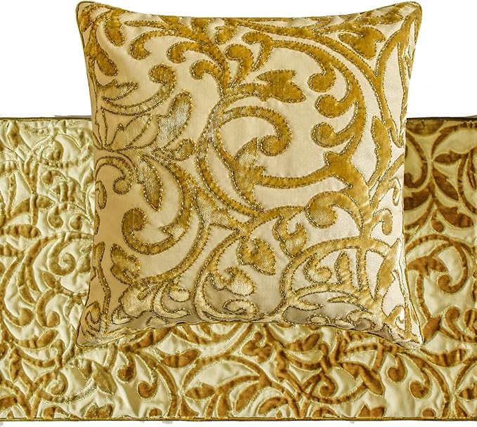 HomeCentric Beige Gold Decorative Bed Runner Queen 74"x18" - Image 4