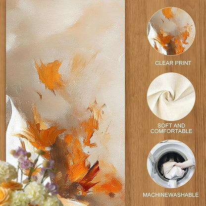 Fall Table Runner with Autumn Leaves & Pumpkins – Rustic Farmhouse Style - Image 4