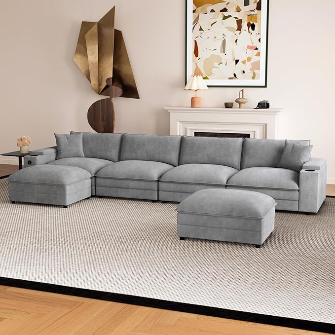 148.7" U Shaped Cloud Sofa Couch - Image 6