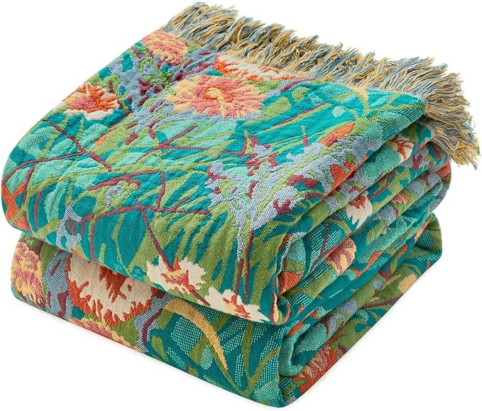 MSGKV Boho Throw Blanket 50"x60" Floral Blankets by MSGKVHomeTextiles