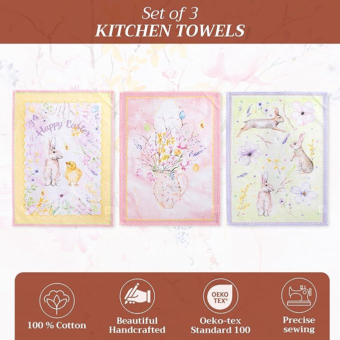 Maison d' Hermine Kitchen Towels Set of 3 100% Cotton 27.50" x 20" Reusable - Image 2