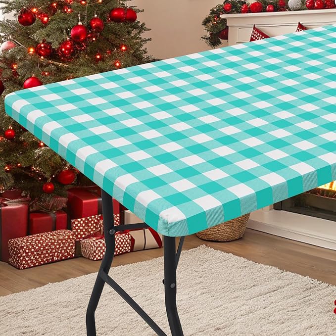 Smiry Rectangle Picnic Table Cloth, Elastic Waterproof Fitted Vinyl Tablecloths by Smiry