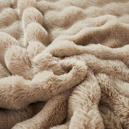 Faux Fur Throw Blanket for Couch Cozy Fuzzy Soft Plush Thick Fluffy Fleece - Image 3