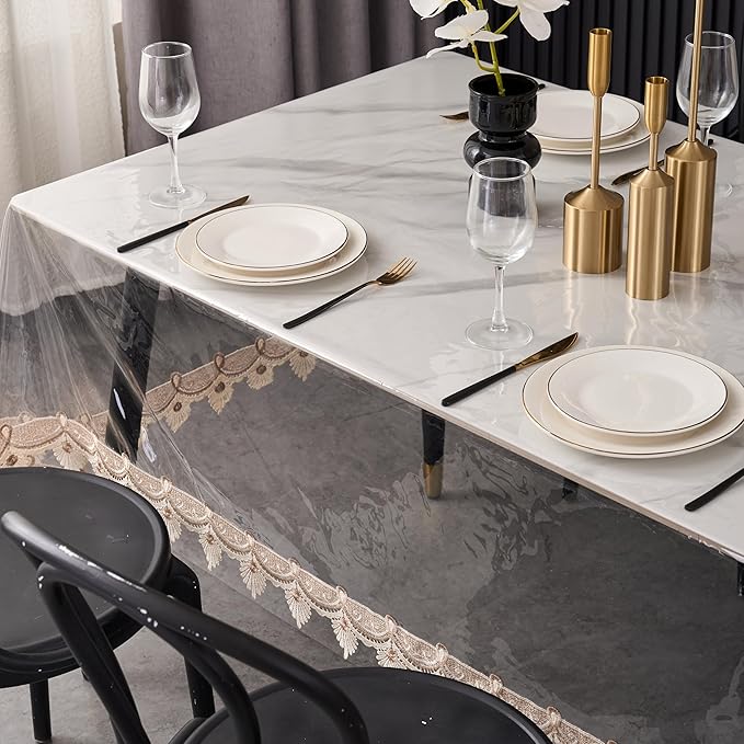 Clear Vinyl Tablecloth Protector Waterproof/Oil-Proof PVC Table Cloth - Image 3